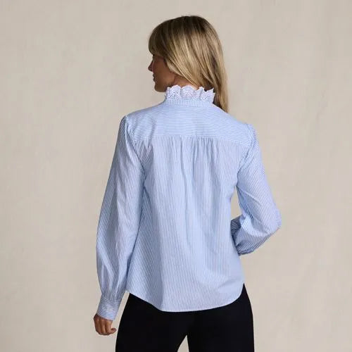 Women's Poplin Ruffle Button Front Shirt