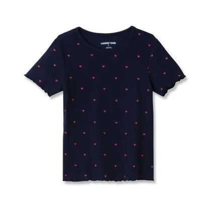 Girls Short Sleeve Ribbed Knit Tee