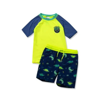 Toddlers Chlorine Resistant Short Sleeve Rashguard Swim Set