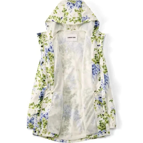 Women's Print Waterproof Hooded Packable Raincoat