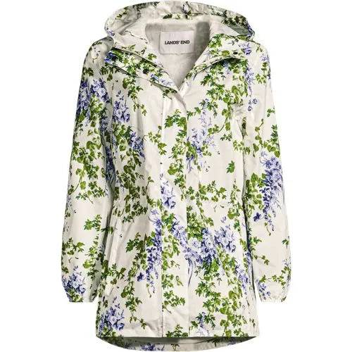 Women's Print Waterproof Hooded Packable Raincoat