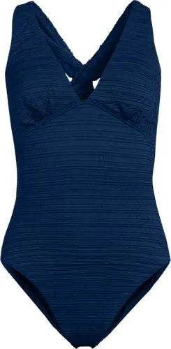 Women's Seersucker Plunge Twist Back Ultra High Leg One Piece Swimsuit