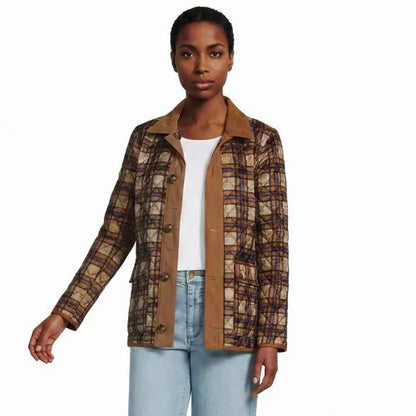 Women's Print Reversible Barn Quilted Insulated Jacket