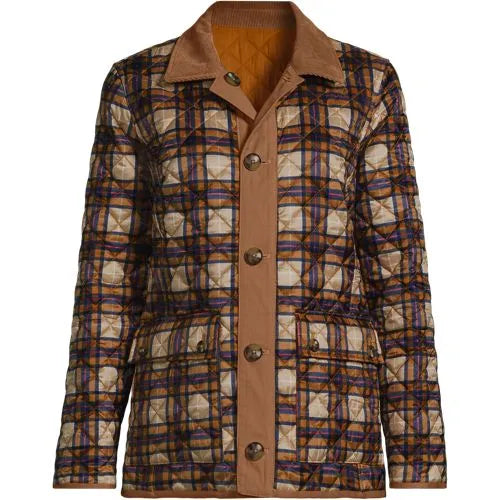 Women's Print Reversible Barn Quilted Insulated Jacket