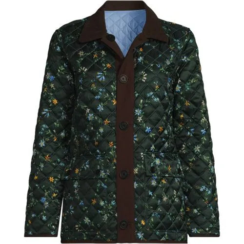 Women's Print Reversible Barn Quilted Insulated Jacket