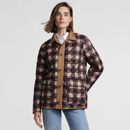 Women's Print Reversible Barn Quilted Insulated Jacket