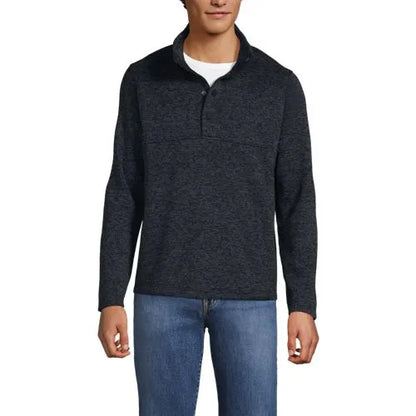 Men's Sweater Fleece Snap Neck Pullover Jacket