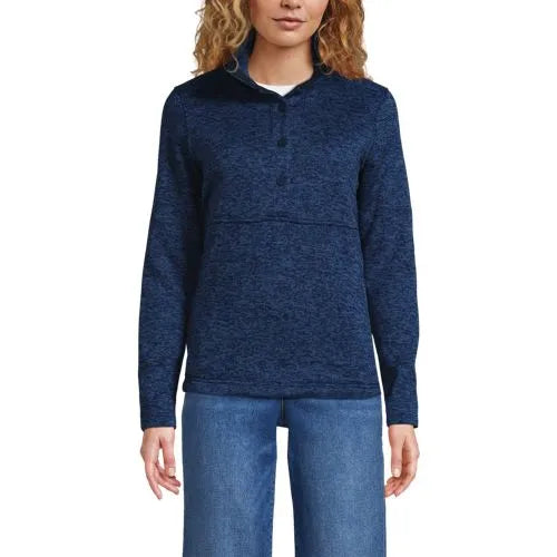 Women's Sweater Fleece Snap Neck Pullover Jacket