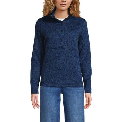 Women's Sweater Fleece Snap Neck Pullover Jacket