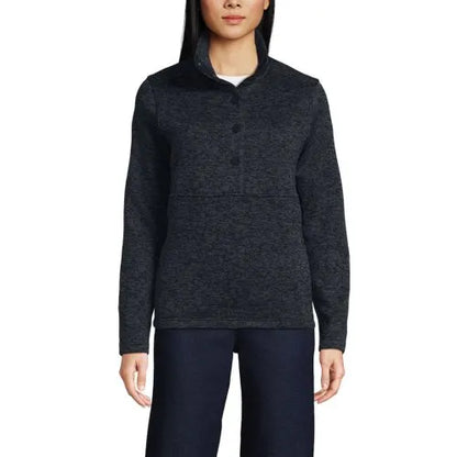 Women's Sweater Fleece Snap Neck Pullover Jacket