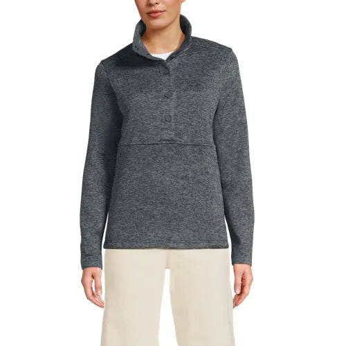 Women's Sweater Fleece Snap Neck Pullover Jacket