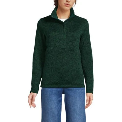 Women's Sweater Fleece Snap Neck Pullover Jacket