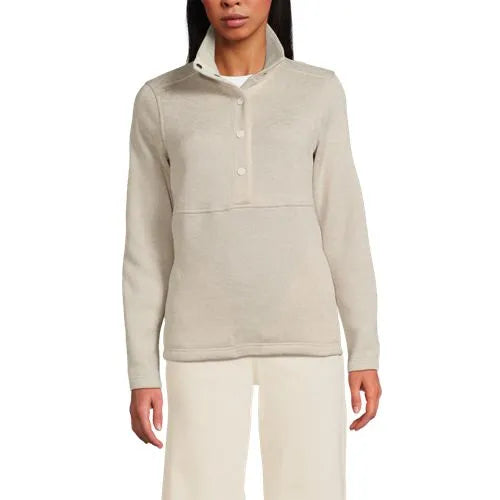 Women's Sweater Fleece Snap Neck Pullover Jacket