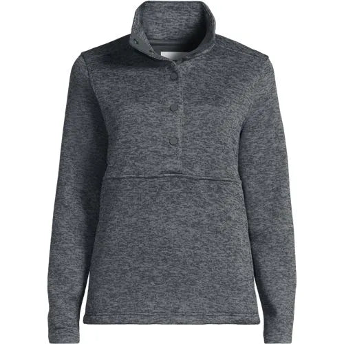 Women's Sweater Fleece Snap Neck Pullover Jacket