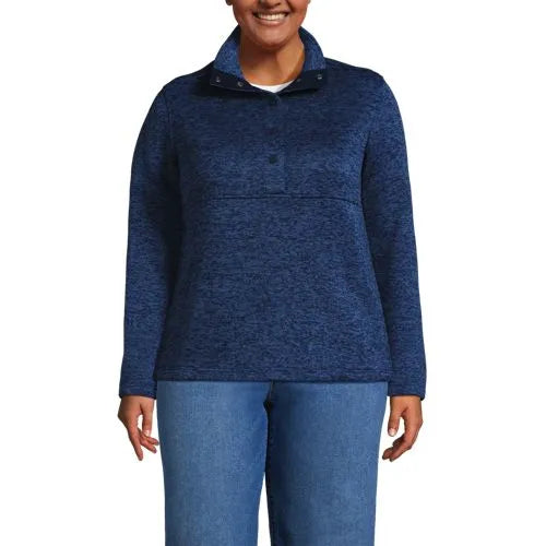Women's Sweater Fleece Snap Neck Pullover Jacket
