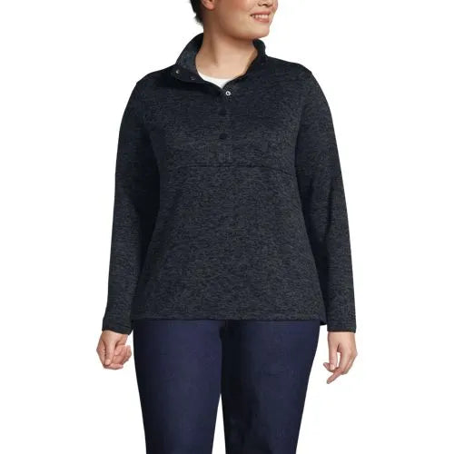 Women's Sweater Fleece Snap Neck Pullover Jacket