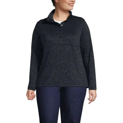 Women's Sweater Fleece Snap Neck Pullover Jacket