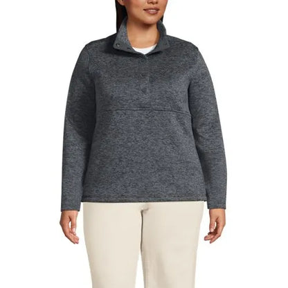 Women's Sweater Fleece Snap Neck Pullover Jacket
