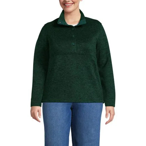 Women's Sweater Fleece Snap Neck Pullover Jacket