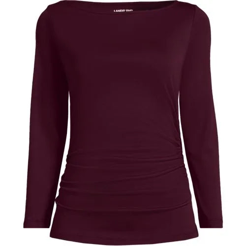 Women's Supima Micro Modal Three Quarter Sleeve Ruched Waist Top