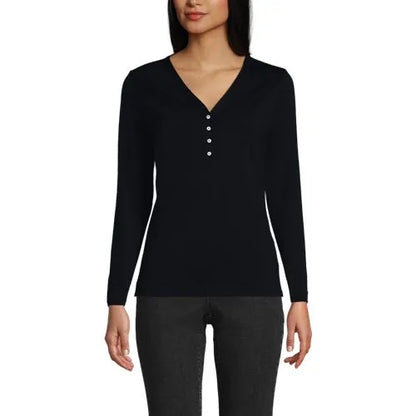 Women's Supima Jersey Long Sleeve Button Henley