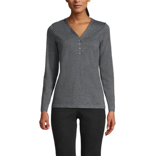 Women's Supima Jersey Long Sleeve Button Henley