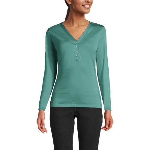 Women's Supima Jersey Long Sleeve Button Henley