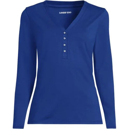 Women's Supima Jersey Long Sleeve Button Henley