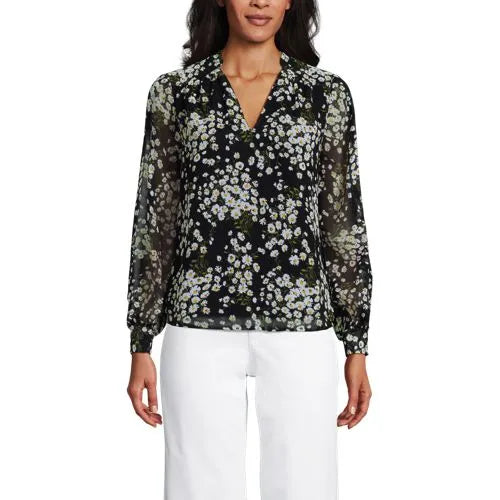 Women's Chiffon Removable Tie Neck Blouse