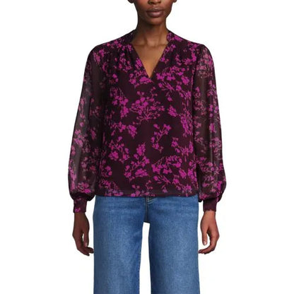 Women's Chiffon Removable Tie Neck Blouse
