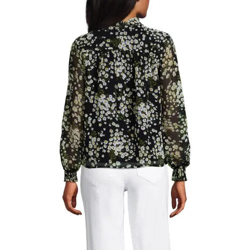 Women's Chiffon Removable Tie Neck Blouse