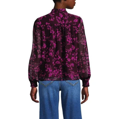 Women's Chiffon Removable Tie Neck Blouse