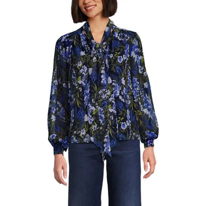 Women's Chiffon Removable Tie Neck Blouse