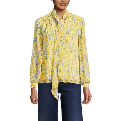 Women's Chiffon Removable Tie Neck Blouse