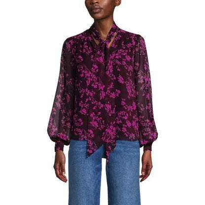 Women's Chiffon Removable Tie Neck Blouse