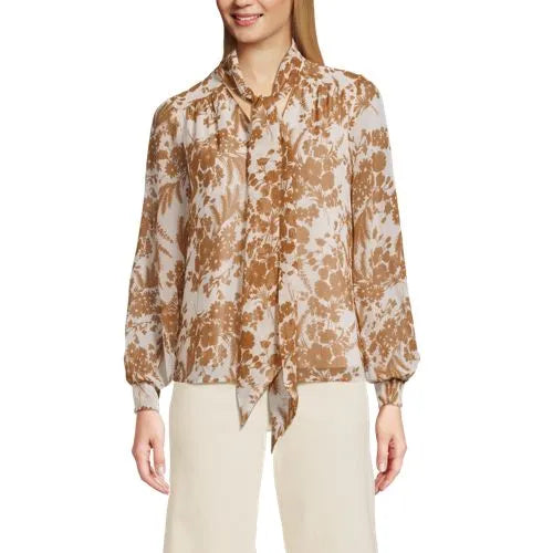 Women's Chiffon Removable Tie Neck Blouse