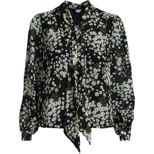 Women's Chiffon Removable Tie Neck Blouse