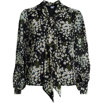 Women's Chiffon Removable Tie Neck Blouse