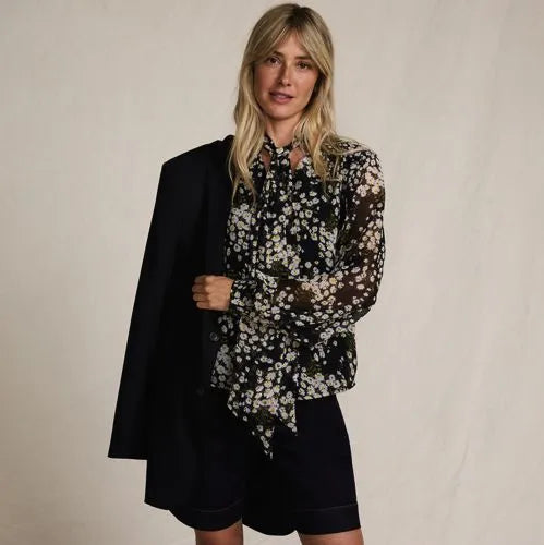 Women's Chiffon Removable Tie Neck Blouse