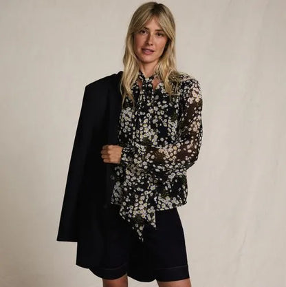 Women's Chiffon Removable Tie Neck Blouse