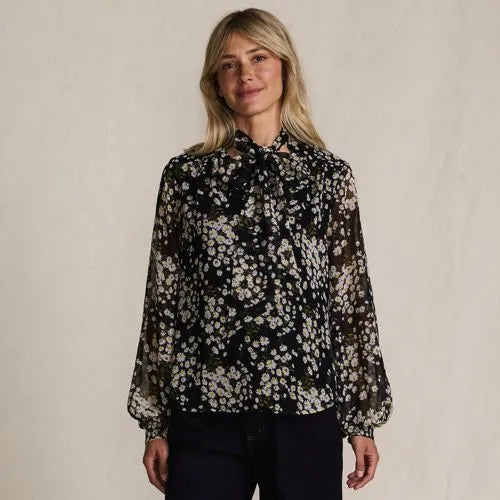 Women's Chiffon Removable Tie Neck Blouse