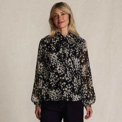 Women's Chiffon Removable Tie Neck Blouse