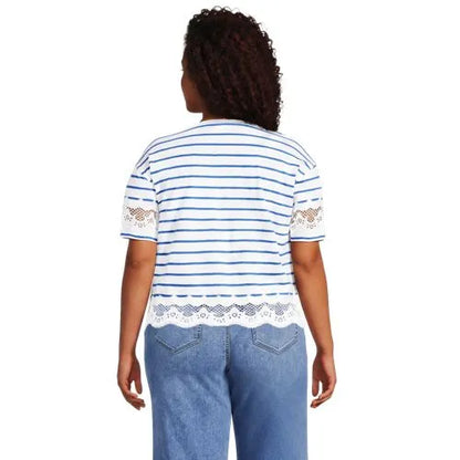 Women's Short Sleeve Slub Jersey Cutwork T-Shirt