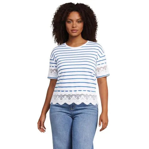 Women's Short Sleeve Slub Jersey Cutwork T-Shirt