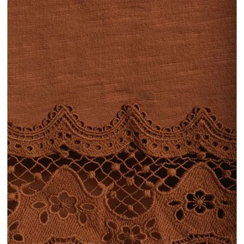 Women's Short Sleeve Slub Jersey Cutwork T-Shirt