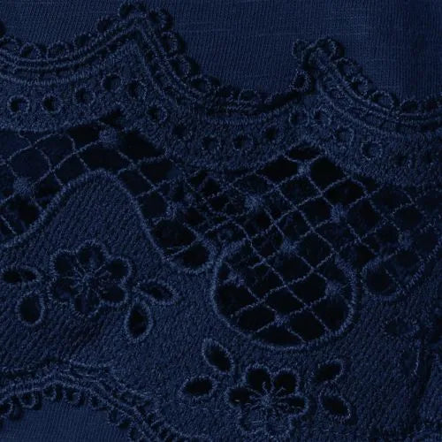 Women's Short Sleeve Slub Jersey Cutwork T-Shirt