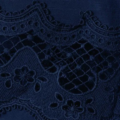 Women's Short Sleeve Slub Jersey Cutwork T-Shirt