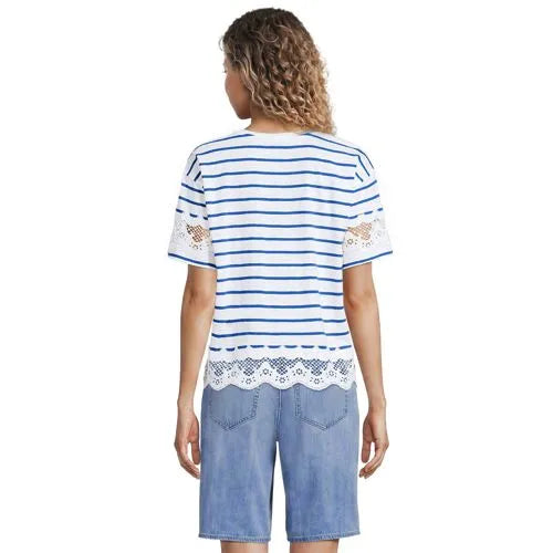 Women's Short Sleeve Slub Jersey Cutwork T-Shirt