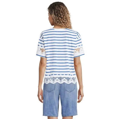 Women's Short Sleeve Slub Jersey Cutwork T-Shirt