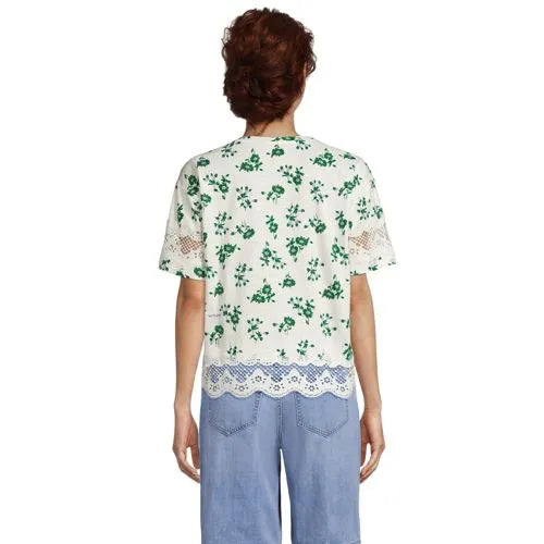 Women's Short Sleeve Slub Jersey Cutwork T-Shirt
